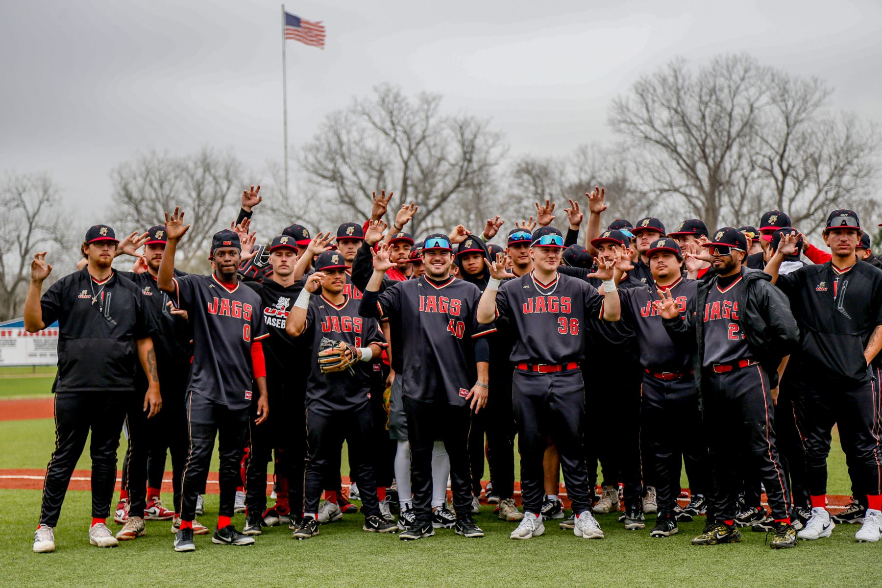 University of Houston Victoria baseball players in dugout